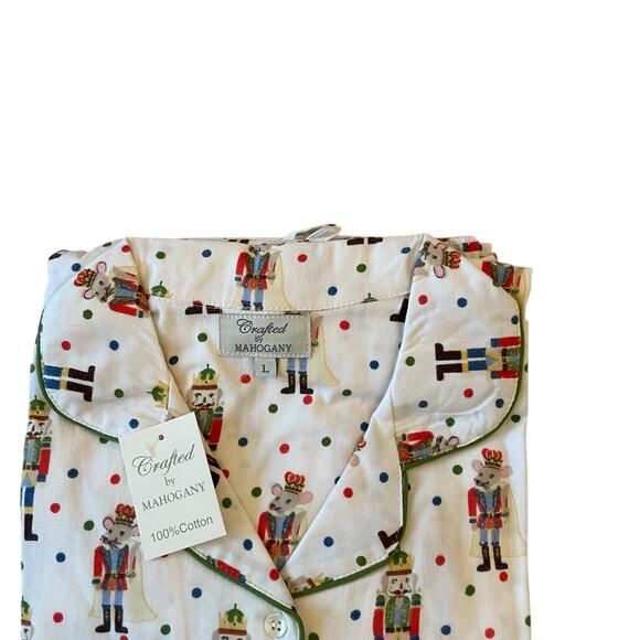 Mahogany Christmas NUTCRACKER Pajama Set 100% Cotton Flannel Women's L New - Picture 14 of 16